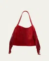 Christian Louboutin Baggy Fringed Tote Bag In Suede