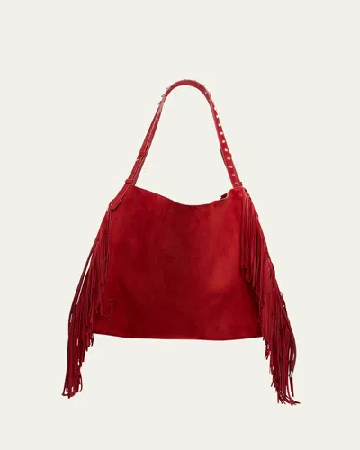 Christian Louboutin Baggy Fringed Tote Bag In Suede