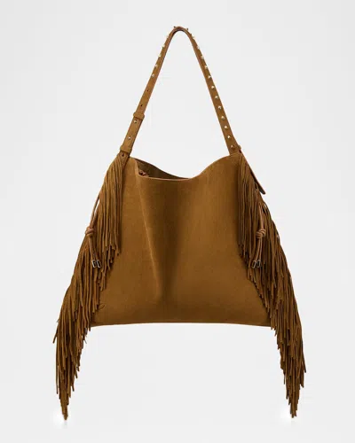 Christian Louboutin Baggy Fringed Tote Bag In Suede