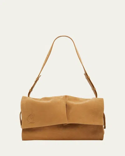 Christian Louboutin Baggy Large Shoulder Bag In Suede In Brown