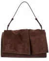 Christian Louboutin Baggy Large Suede Shoulder Bag In Brown