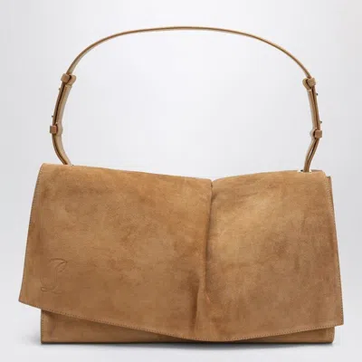 Christian Louboutin Baggy Small Beige Shoulder Bag In Suede