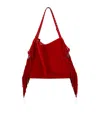 Christian Louboutin Baggy Suede Fringed Tote Bag In Red