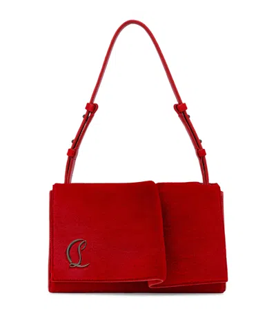 Christian Louboutin Baggy Suede Shoulder Bag In Red