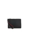 Christian Louboutin Embellished Clutch With Textured Finish And Wrist Strap In Black