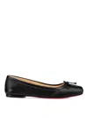 Christian Louboutin Mamadrague Napa Bow Red Sole Ballerina Flats In Black