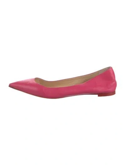 Pre-owned Christian Louboutin Ballalla Leather Ballet Flats In Pink