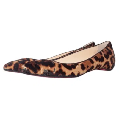 Pre-owned Christian Louboutin , Ballerina In Pony Skin In Brown