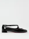 Christian Louboutin Black Patent Leather Pilouta Jane Spikes Flat Ballerinas In Black