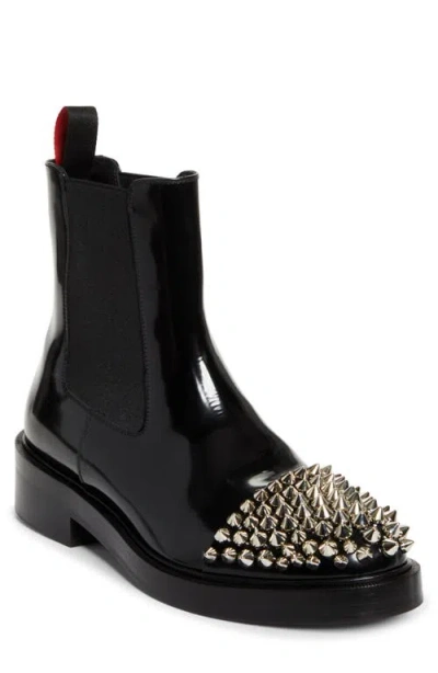 Christian Louboutin Battersea Spiked Cap Toe Chelsea Boot In Black