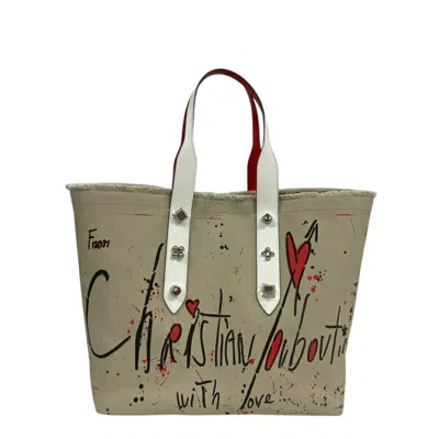 Pre-owned Christian Louboutin Beige Canvas Leather Tote Bag ()