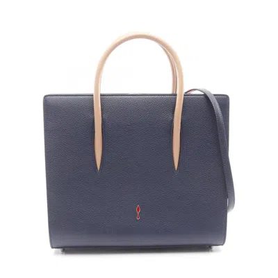 Pre-owned Christian Louboutin Beige Green Navy Patent Leather Leather Tote Bag ()
