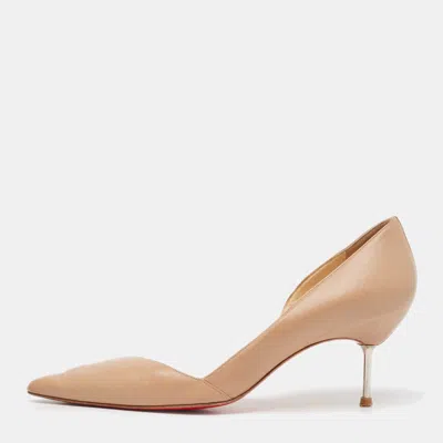 Pre-owned Christian Louboutin Beige Leather Iriza Pumps Size 40