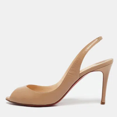 Pre-owned Christian Louboutin Beige Leather Private Number Slingback Sandals Size 40