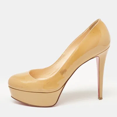 Pre-owned Christian Louboutin Beige Patent Bianca Platform Pumps Size 38