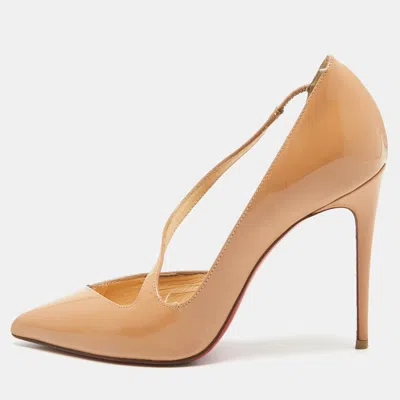 Pre-owned Christian Louboutin Beige Patent Jumping Pumps Size 35.5