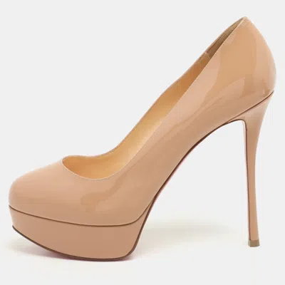 Pre-owned Christian Louboutin Beige Patent Leather Bianca Pumps Size 37