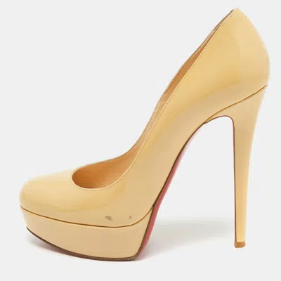Pre-owned Christian Louboutin Beige Patent Leather Bianca Pumps Size 38.5