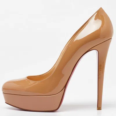Pre-owned Christian Louboutin Beige Patent Leather Bianca Pumps Size 40