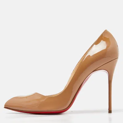 Pre-owned Christian Louboutin Beige Patent Leather Corneille Pumps Size 39.5