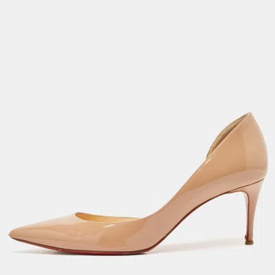 Pre-owned Christian Louboutin Beige Patent Leather Iriza Pumps Size 35