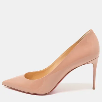 Pre-owned Christian Louboutin Beige Patent Leather Kate Pumps Size 41