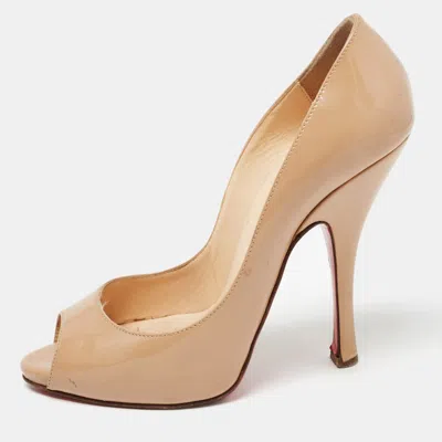 Pre-owned Christian Louboutin Beige Patent Leather Maryl Pumps Size 37