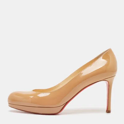 Pre-owned Christian Louboutin Beige Patent Leather New Simple Pumps Size 37.5