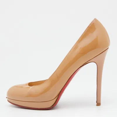 Pre-owned Christian Louboutin Beige Patent Leather New Simple Pumps Size 38.5