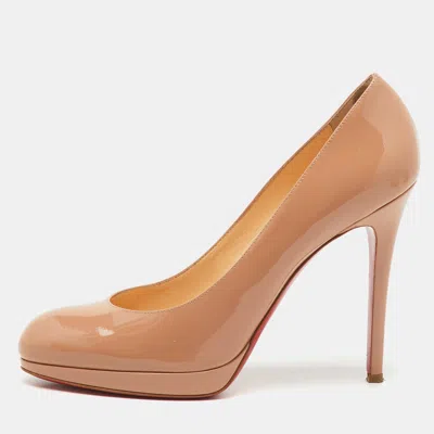 Pre-owned Christian Louboutin Beige Patent Leather New Simple Pumps Size 39 In Sand