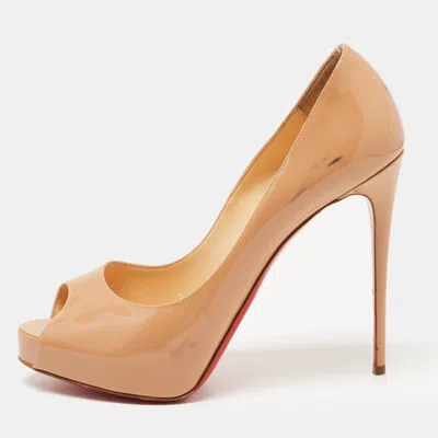 Pre-owned Christian Louboutin Beige Patent Leather New Very Prive Pumps Size 37.5