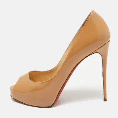 Pre-owned Christian Louboutin Beige Patent Leather New Very Prive Pumps Size 38
