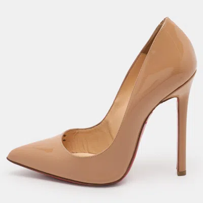 Pre-owned Christian Louboutin Beige Patent Leather Pigalle Pumps Size 36.5