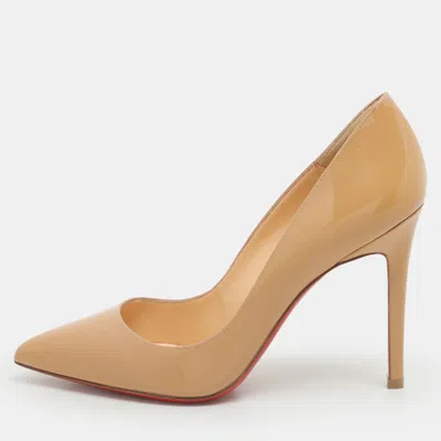 Pre-owned Christian Louboutin Beige Patent Leather Pigalle Pumps Size 36.5