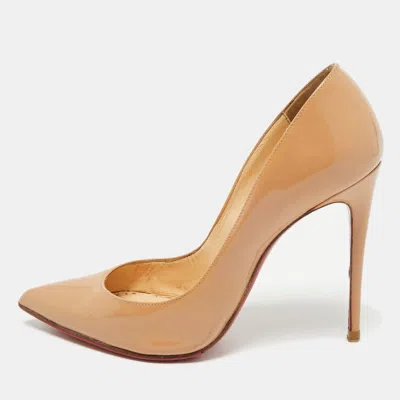 Pre-owned Christian Louboutin Beige Patent Leather Pigalle Pumps Size 36.5 In Sand