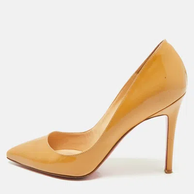 Pre-owned Christian Louboutin Beige Patent Leather Pigalle Pumps Size 37 In Sand