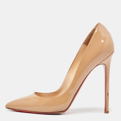 Pre-owned Christian Louboutin Beige Patent Leather Pigalle Pumps Size 39