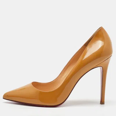 Pre-owned Christian Louboutin Beige Patent Leather Pigalle Pumps Size 39 In Sand