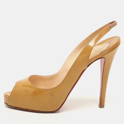 Pre-owned Christian Louboutin Beige Patent Leather Private Number Pumps Size 37.5