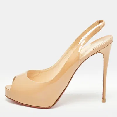 Pre-owned Christian Louboutin Beige Patent Leather Private Number Slingback Pumps Size 40