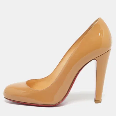 Pre-owned Christian Louboutin Beige Patent Leather Simple Pumps Size 36.5 In Sand
