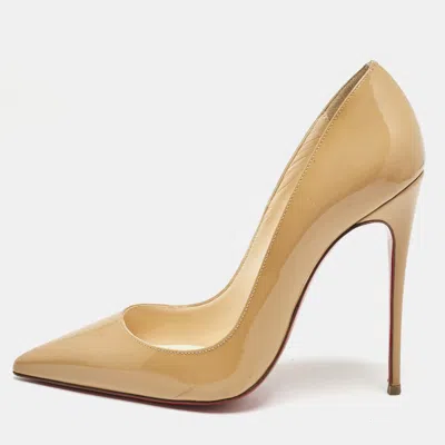 Pre-owned Christian Louboutin Beige Patent Leather So Kate Pumps Size 36 In Sand