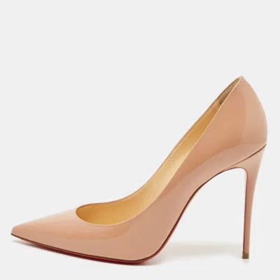 Pre-owned Christian Louboutin Beige Patent Leather So Kate Pumps Size 37 In Sand