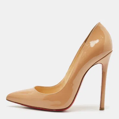 Pre-owned Christian Louboutin Beige Patent Leather So Kate Pumps Size 37.5