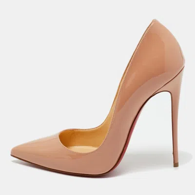 Pre-owned Christian Louboutin Beige Patent Leather So Kate Pumps Size 39 In Sand