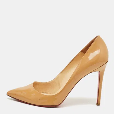 Pre-owned Christian Louboutin Beige Patent Leather So Kate Pumps Size 41 In Sand