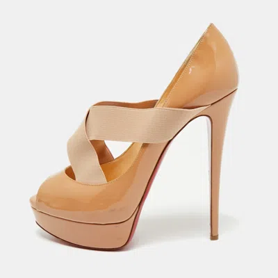 Pre-owned Christian Louboutin Beige Patent Leather Very Stagram Pumps Size 40 In Sand