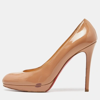 Pre-owned Christian Louboutin Beige Patent New Simple Pumps Size 39.5