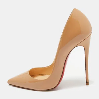 Pre-owned Christian Louboutin Beige Patent Pigalle Pumps Size 37