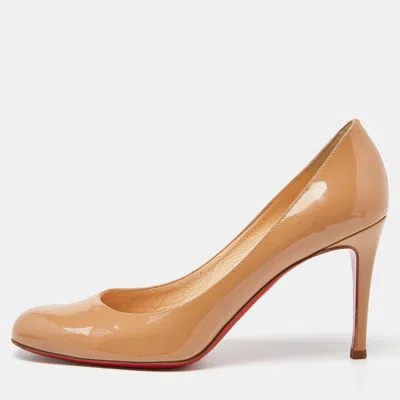 Pre-owned Christian Louboutin Beige Patent Simple Pumps Size 38.5